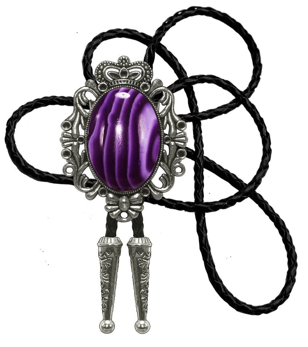 6963 Bolo Tie Natural Colors Stone Western Celtic Style Genuine and Cowhide
